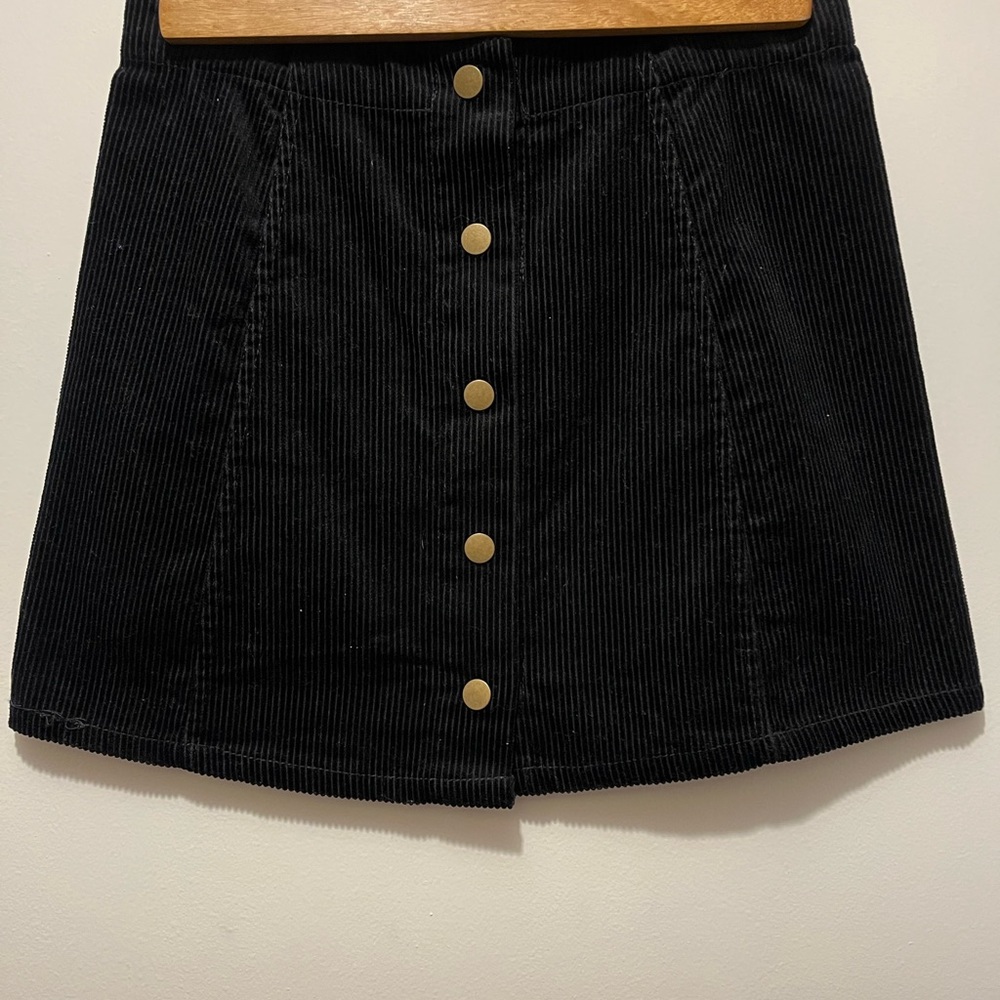 Black corduroy button down skirt